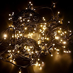 Гирлянда светодиодная Нить 20м 200 LED ТЕПЛЫЙ БЕЛЫЙ черный каучук IP67 постоянное свечение 230В соединяется нужен блок 315-000 NEON-NIGHT