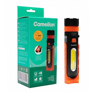 Сamelion E1443 (фонарь универс, LED+COB, черн/оранж., 3XR03, магн, пласт., кор.)