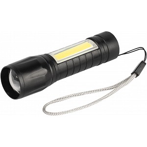 UA-101  Светодиодный фонарь Трофи UA-101 аккумуляторный 3Вт LED + 3Вт COB оптический Zoom 3 режима