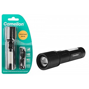 Camelion LED29365 (фонарь аккум. 3,7В, черн., LD+12SMD+6RED, 6 реж.,Type - C, блист.)