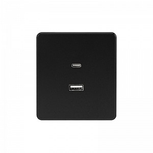 Розетка ROUND USB-A+Type-C 3А с функцией быстрой зарядки оникс KRANZ