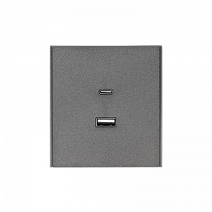 Розетка STRONG USB-A+Type-C 3А с функцией быстрой зарядки графит KRANZ