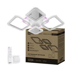 Люстра светодиодная ELEGANT SPACE-120RGB-WH-BG 120Вт 230В 3000-6500K 8400Лм 530х530х125мм ДУ белый IN HOME