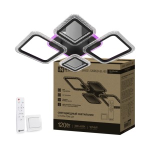 Люстра светодиодная ELEGANT SPACE-120RGB-BL-BG 120Вт 230В 3000-6500K 8400Лм 530х530х125мм ДУ черн IN HOME