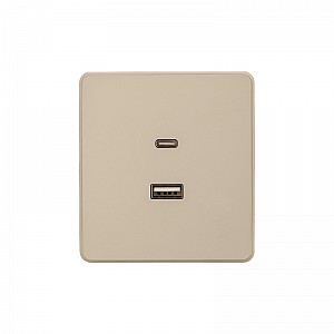 Розетка ROUND USB-A+Type-C 3А с функцией быстрой зарядки шелк KRANZ