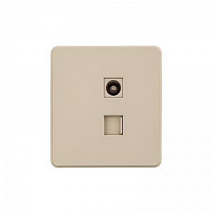 Розетка ROUND компьютерная RJ45 кат6 + TV с/у шелк KRANZ