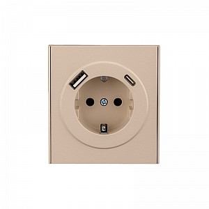Розетка STRONG 1-ая с/з с/у з/ш 16А с USB A+C быстрой зарядки 5В/3А шелк KRANZ