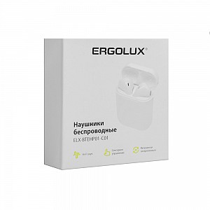 ERGOLUX ELX-BTEHP01-C01 (Наушники вкладыши беспроводные, микрофон, Белые, Коробка)
