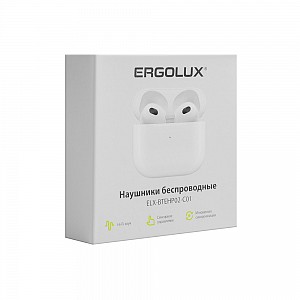 ERGOLUX ELX-BTEHP02-C01 (Наушники вкладыши беспроводные, микрофон, Белые, Коробка)