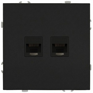 15-3108-05 Розетка ЭРА Galaxy 15-3108-05 информационная двойная 2XRJ45 IP20 антрацит
