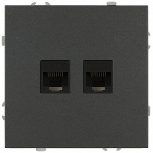15-3108-06  Розетка ЭРА Galaxy 15-3108-06 информационная двойная 2XRJ45 IP20 графит