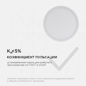 06-39 Светодиодная панель накладная круглая 220В, 18Вт, CRI:80Ra, 1440лм, ø170 мм, алюминиевый корпус, изолированный драйвер, 2700К