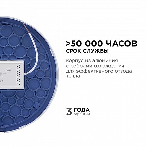 06-41 Светодиодная панель накладная круглая 220В, 24Вт, CRI:80Ra, 1920лм, ø220 мм, алюминиевый корпус, изолированный драйвер, 2700К