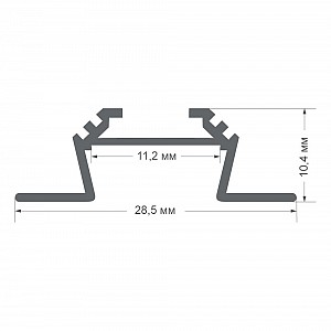 08-03-01Ч Профиль алюминиевый для светодиодной ленты, анод., угловой, накладной, черный, 28,5х10,4мм, 2м, шир. ленты до 10мм, без упаковки (без рассеивателя, без заглушек).
