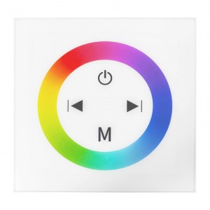 04-09 Контроллер RGB 12/24В,144/288Вт, встраиваемый с БЕЛОЙ многоцветной сенс. панелью, 86*86*28 мм