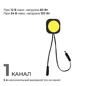 04-61 Сенсорный датчик скрытого монтажа с диммером, 12В/24В, 60/120Вт, 5А, IP20, 48х48х6мм, коннектор 2.5 x 5.5мм, черный