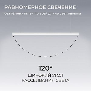 30-44 Светильник линейный, подвесной, светодиодный 60Вт, 230В/50Гц, 4500лм, 4000К, IP40, белый, 1480х40х40мм, алюминий