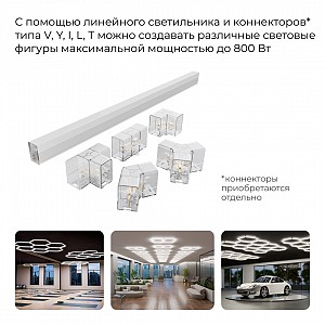 30-45 Светильник линейный светодиодный накладной, серия НЭТ, 12Вт, 230В/50Гц, 1320лм, 4000К, IP22, белый, 570х22х35мм