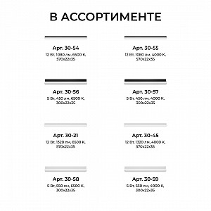 30-54 Светильник линейный светодиодный накладной 12Вт, 230В/50Гц, 1080лм, 6500К, IP22, черный, 570х22х35