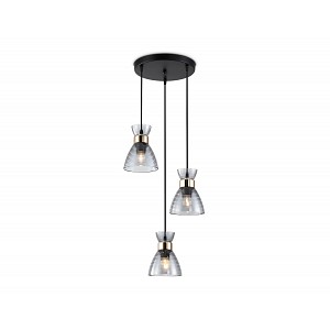 TR3408/3 BK/FGD/SM черный/золото/дымчатый E27/3 max 60W D345*1000