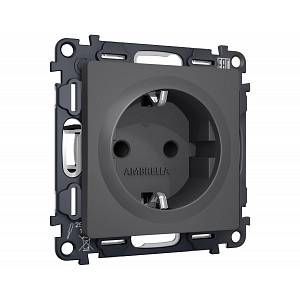 MA907010 Комплект механизма электрической розетки ALFA Графит мягкое касание с/з с шторками QUANT (AP9070, VM141)