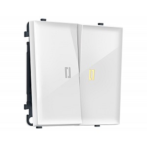 MS104010 Комплект механизма 2-кл выключателя с подсветкой 3200K SIGMA Белый глянец 10A-250V QUANT PRO (SP1040, PR115, G11Y)