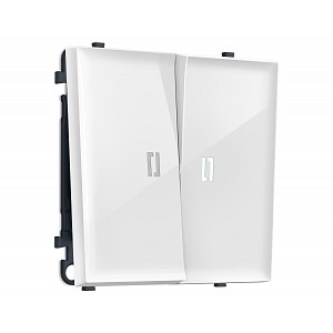 MS104015 Комплект механизма 2-кл выключателя с подсветкой 5600K SIGMA Белый глянец 10A-250V QUANT PRO (SP1040, PR115, G14W)