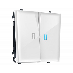 MS104020 Комплект механизма 2-кл выключателя с подсветкой 10000K SIGMA Белый глянец 10A-250V QUANT PRO (SP1040, PR115, G17B)