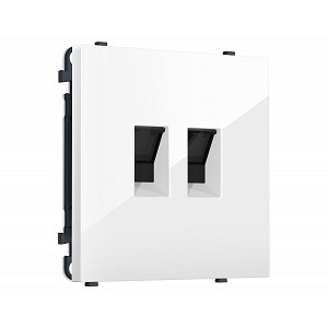 MS112110 Комплект механизма компьютерной двойной розетки SIGMA Белый глянец RJ-45 (8P8C) CAT6 с/ш QUANT PRO (SP1121, PR189)