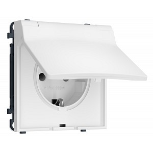 MS128010 Комплект механизма электрической розетки SIGMA Белый матовый 50Hz 2P+E с/з с/ш и крышкой IP44 16A-250V QUANT PRO (SP1280, PR141)