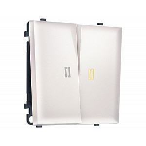 MS204010 Комплект механизма 2-кл выключателя с подсветкой 3200K SIGMA Жемчуг 10A-250V QUANT PRO (SP2040, PR115, G11Y)
