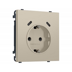 MS350510 Комплект механизма электрической розетки SIGMA Кашемир 2USB С+C 20W (быст. зар.) с/з с/ш 16A-250V QUANT PRO (SP3505, PR165)