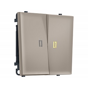 MS364010 Комплект механизма 2-кл выключателя с подсветкой 3200K SIGMA Серо-бежевый матовый 10A-250V QUANT PRO (SP3640, PR115, G11Y)