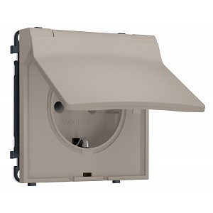 MS368010 Комплект механизма электрической розетки SIGMA Серо-бежевый матовый 50Hz 2P+E с/з с/ш и крышкой IP44 16A-250V QUANT PRO (SP3680, PR141)