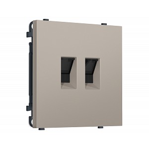 MS372110 Комплект механизма компьютерной двойной розетки SIGMA Серо-бежевый матовый RJ-45 (8P8C) CAT6 с/ш QUANT PRO (SP3721, PR189)