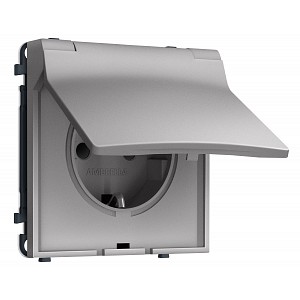 MS508010 Комплект механизма электрической розетки SIGMA Сталь матовый 50Hz 2P+E с/з с/ш и крышкой IP44 16A-250V QUANT PRO (SP5080, PR141)