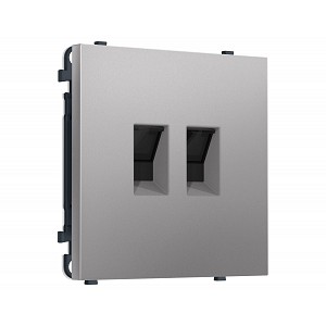 MS512110 Комплект механизма компьютерной двойной розетки SIGMA Сталь матовый RJ-45 (8P8C) CAT6 с/ш QUANT PRO (SP5121, PR189)