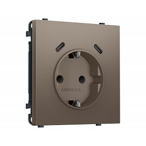 MS640510 Комплект механизма электрической розетки SIGMA Темная бронза матовый 2USB С+C 20W (быст. зар.) с/з с/ш 16A-250V QUANT PRO (SP6405, PR165)