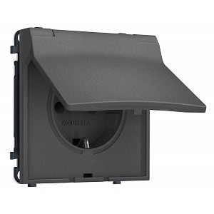 MS658010 Комплект механизма электрической розетки SIGMA Антрацит серый 50Hz 2P+E с/з с/ш и крышкой IP44 16A-250V QUANT PRO (SP6580, PR141)