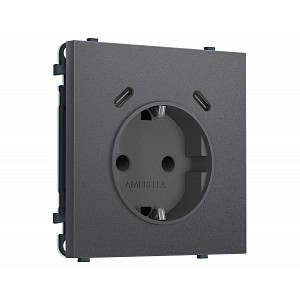 MS660510 Комплект механизма электрической розетки SIGMA Антрацит серый 2USB С+C 20W (быст. зар.) с/з с/ш 16A-250V QUANT PRO (SP6605, PR165)