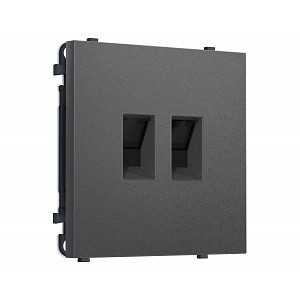 MS662110 Комплект механизма компьютерной двойной розетки SIGMA Антрацит серый RJ-45 (8P8C) CAT6 с/ш QUANT PRO (SP6621, PR189)