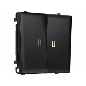 MS804030 Комплект механизма 2-кл проходного выключателя с подсветкой 3200K SIGMA Черный матовый 10A-250V QUANT PRO (SP8040, PR120, G22Y)