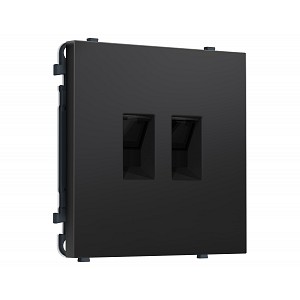 MS812110 Комплект механизма компьютерной двойной розетки SIGMA Черный матовый RJ-45 (8P8C) CAT6 с/ш QUANT PRO (SP8121, PR189)