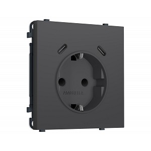 MS910510 Комплект механизма электрической розетки SIGMA Графит Мягкое касание 2USB С+C 20W (быст. зар.) с/з с/ш 16A-250V QUANT PRO (SP9105, PR165)