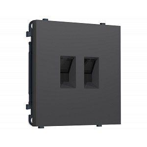 MS912110 Комплект механизма компьютерной двойной розетки SIGMA Графит Мягкое касание RJ-45 (8P8C) CAT6 с/ш QUANT PRO (SP9121, PR189)