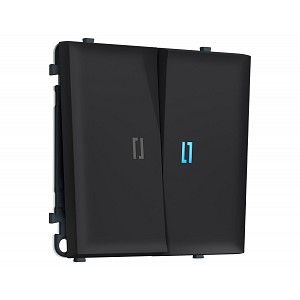MS984040 Комплект механизма 2-кл проходного выключателя с подсветкой 10000K SIGMA Черный Мягкое касание 10A-250V QUANT PRO (SP9840, PR120, G29B)