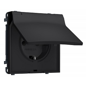 MS988010 Комплект механизма электрической розетки SIGMA Черный Мягкое касание 50Hz 2P+E с/з с/ш и крышкой IP44 16A-250V QUANT PRO (SP9880, PR141)