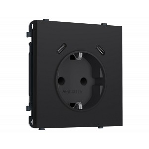 MS990510 Комплект механизма электрической розетки SIGMA Черный Мягкое касание 2USB С+C 20W (быст. зар.) с/з с/ш 16A-250V QUANT PRO (SP9905, PR165)