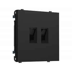 MS992110 Комплект механизма компьютерной двойной розетки SIGMA Черный Мягкое касание RJ-45 (8P8C) CAT6 с/ш QUANT PRO (SP9921, PR189)