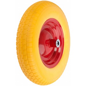 Колесо запасное полиуретановое 390х90x230 мм для тачки 77556 ( PU 4,80"/4,00"-8" ) ( посадка ширина 125 мм, диаметр 16 мм )